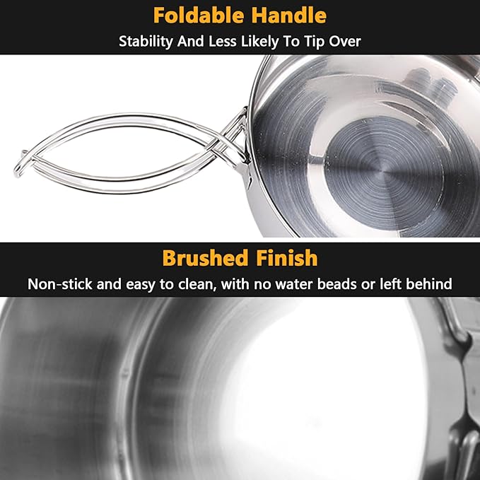 8PCS Stainless Steel Camping Cooking Set Cookware Mess Kit Cook Pots and Pan Set with Plates Cups, Lightweight Camping Cookware for Hiking Backpacking Outdoor Cooking and Picnic