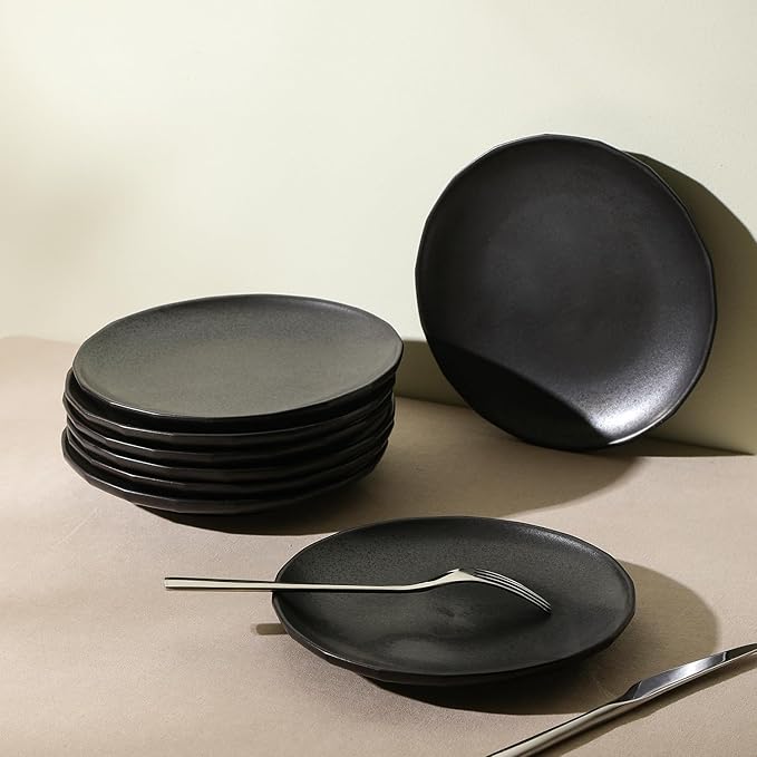 Stone Lain Rio 4-Piece Salad Plate Set Stoneware, Black