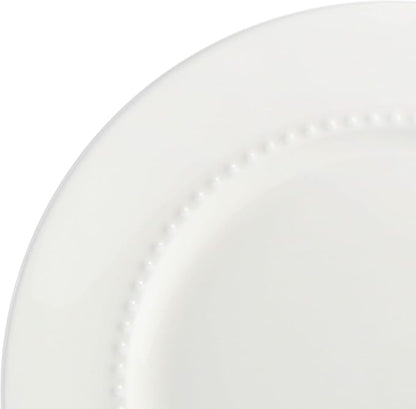 Gibson Elite Embossed Bone China 16-Piece Double Bowl Dinnerware Set, Service for 4 – White Elegant Plates and Bowls