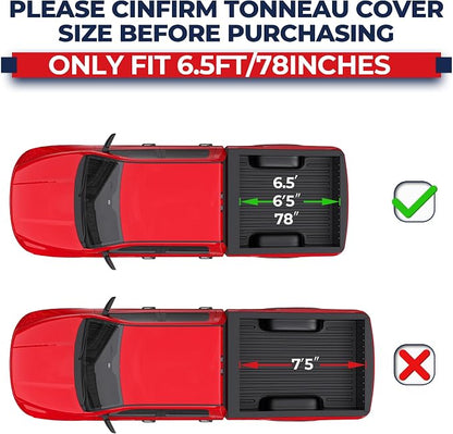 MOSTPLUS 6.5 FT Quad Fold Soft Truck Bed Tonneau Cover Compatible with 2007-2021 Toyota Tundra Fleetside for Models with The Deckrail System 6.5 FT Bed -78.7 inch On Top