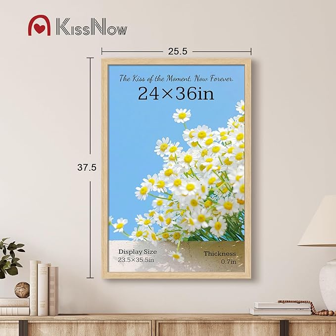 24x36 Poster Frame 2 Pack, Natural Oak Wood, Wall Gallery Picture Frame