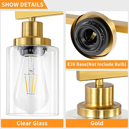 DIKAIDA 5 Light Gold Bathroom Vanity Light, Bathroom Light Fixtures