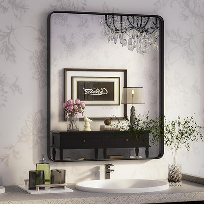 ISKM Black Framed Mirror for Wall 24"x 32", Bathroom Vanity Mirror Anti-Rust