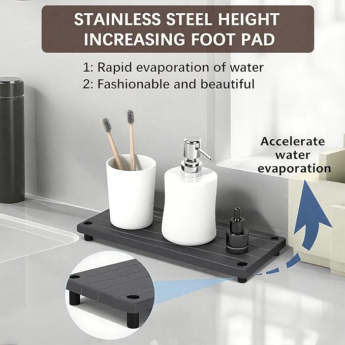 Quick Dry Sink Caddy Kitchen Sink Organizer, Water Absorbing Stone Tray