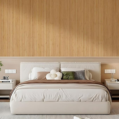 OUZUGIE 1 Pack 96x48 Inch Natural Bamboo Wall Panel – Twinned Carbides Pole