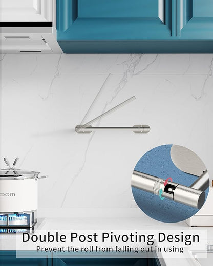 Paper Towel Holder Under Cabinet, Self Adhesive or Wall Mounted SUS304