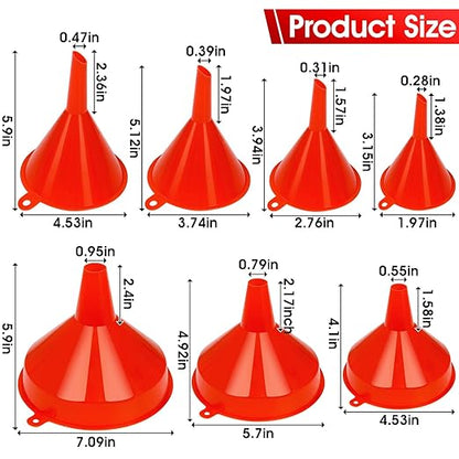 DEDC Oil Funnels Plastic Set for Car Automotive Kitchen Mini Small Large Red