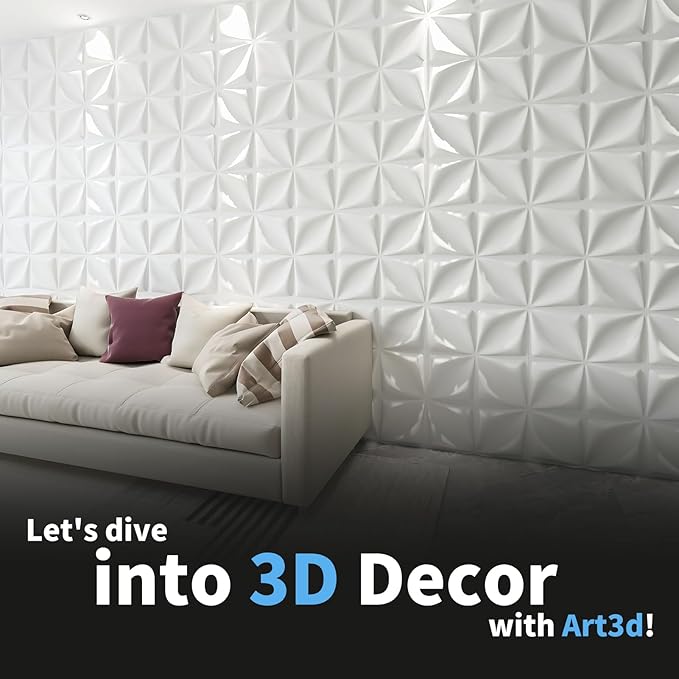 Art3d 19.7" x 19.7" 3D Wall Panels Lucky Leaves PVC Wall Panel