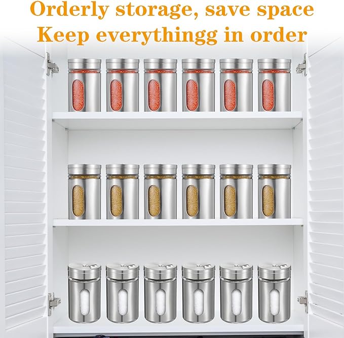 24 Pcs Stainless Steel Spice Jars