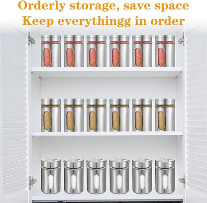 24 Pcs Stainless Steel Spice Jars