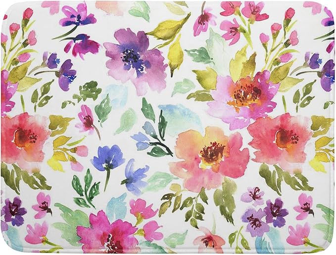 Spring Floral Dish Drying Mat for Kitchen Counter Flower Microfiber Absorbent