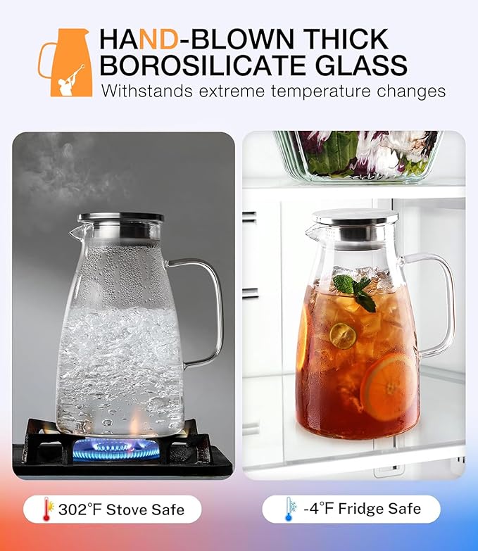 LUNA & MANTHA 2 Liter 68oz Water Pitcher