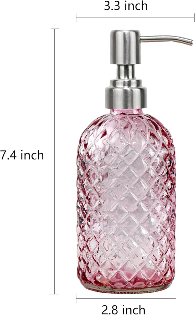 16 oz Soap Dispenser with 304 Rustproof Stainless Steel Pump, Bathroom