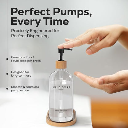 Clear Glass Hand and Dish Soap Dispenser Set by Brighter Barns