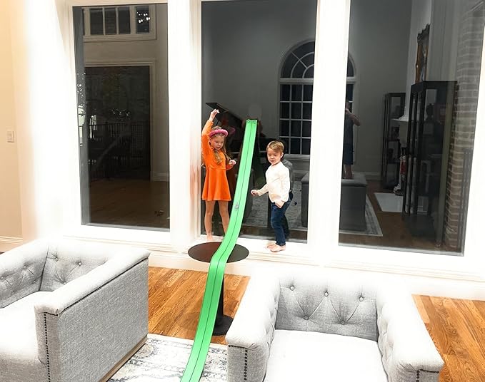 FlexTrack 5000 Flexible Race Car Track for Kids Toy with Suction Cups Compatible with Hot Wheels and Diecast 1/64th Cars and More 15 Feet Long Rolls Up Portable Racetrack (Electric Green)