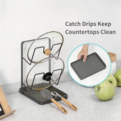 Kitchen Pot Lid Storage Rack, Stainless Steel Pot Lid Holder while Cooking