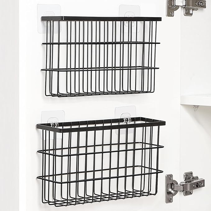 Sinnsally 2 Pack Cabinet Door Organizer, Self Adhesive Lid Organizers Inside