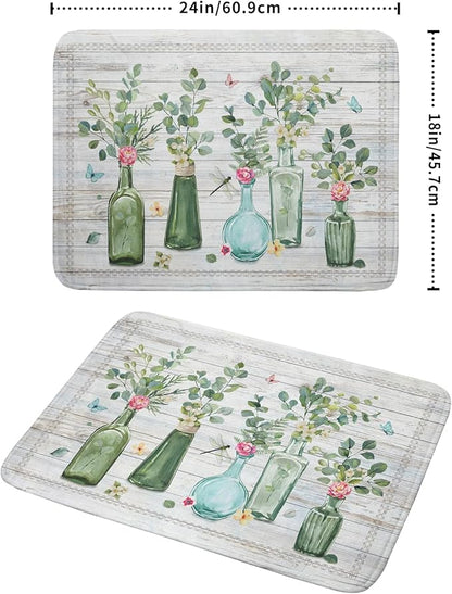Fern Leaf Vase Dish Drying Mat 18x24 Inch Eucalyptus Leaves Microfiber