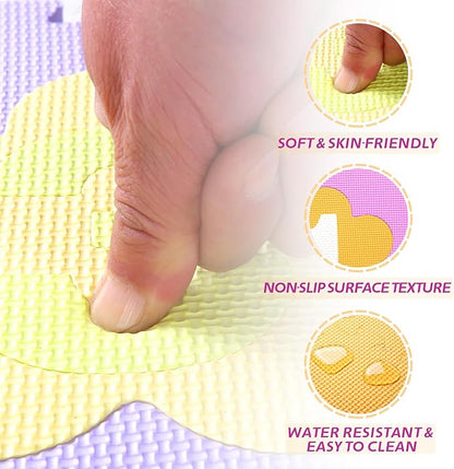 Coolcandy Baby Play Mat Without Fence, 9Pcs Interlocking Puzzle Floor Mat, 0.4" Thick Non-Toxic EVA Foam Play Mat, for Infants & Toddlers 3-36 Months, Soft Puzzle Tiles for Play Areas
