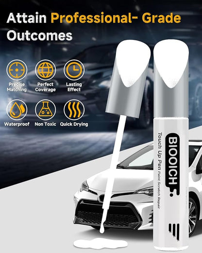 Touch Up Paint Pen Exact Color Match Car Chip and Scratch Repair (for Toyota, Super White/Ice Cap(040))