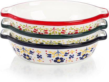 Peohud 3 Pack Ceramic Baking Dishes, 50 Oz Large Casserole Dish