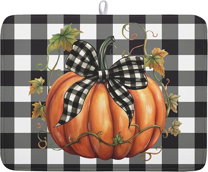 Fall Drying Mats for Kitchen Counter Fall Pumpkin Dish Drying Mat 18 x 24 Inch