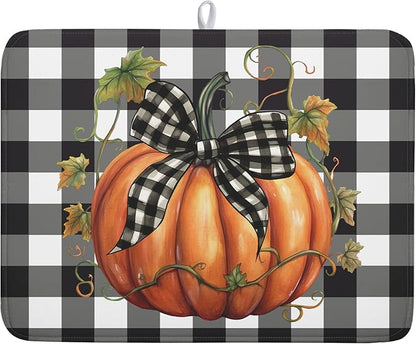 Fall Drying Mats for Kitchen Counter Fall Pumpkin Dish Drying Mat 18 x 24 Inch