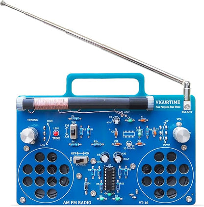 AM/FM Radio Kit | Soldering Project DIY Kit for Practicing Teaching Electronics | Stereo | Great STEM Project and Gift | Upgraded Version VT-16