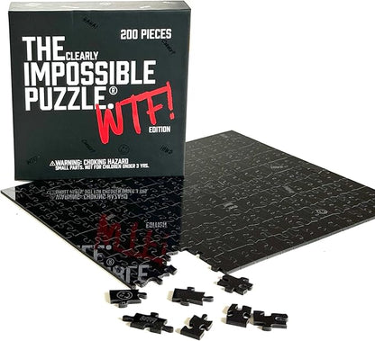 The Clearly Impossible Puzzle ® 100, 200, 500, 1000 Pieces Hard Puzzle for Adults Cool Funny Difficult Puzzles Clear Hardest - (200 Piece WTF Edition)