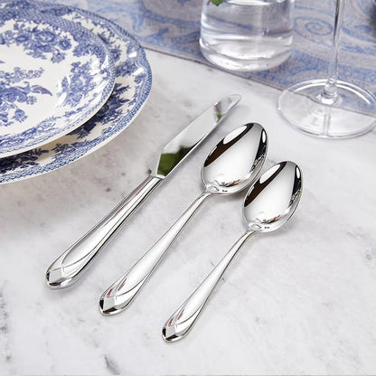 KEAWELL Premium Astra 4-Piece 6.4 inch Spoon Set – Mirror-Finished 18/10 Stainless Steel with Diamond-Faceted Handles Dishwasher Safe for Modern Dining (4, Teaspoons)