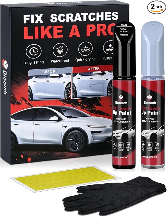 Jet Black Metallic C9X/2T for Porsche Touch Up Paint Kit[2K Clear Coat Included],Exact Color Match Touch Up Paint for Chip and Scratch Repair