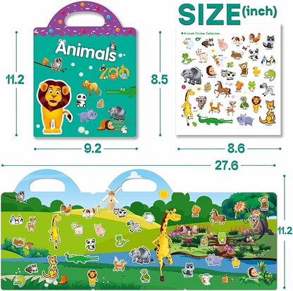 Reusable Sticker Books for Toddlers 1-3, 3 Sets Sticker Books for Toddlers 2-4 Years, Toddler Travel Toys for Kids 2 3 4 Year Old Girls Boys