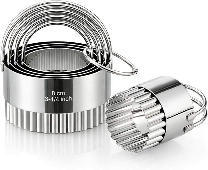 Biscuit Cutter Set with Handle, 5 Piece Stainless Steel Fluted Round Cookie