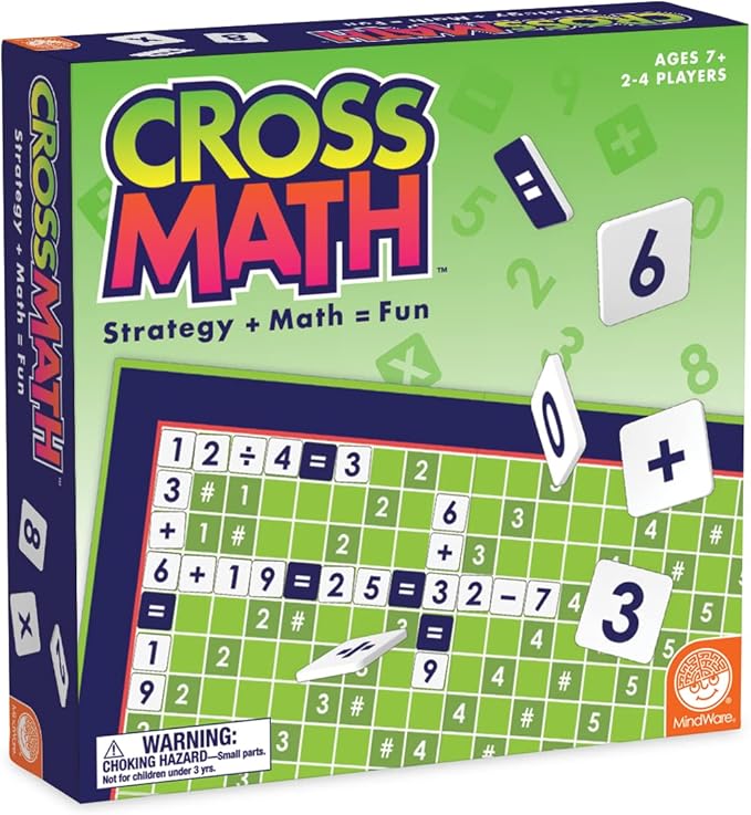 MindWare CrossMath - Engaging 2-4 Player Math Games for Kids, Multiplication Game - Includes Additional Activities and Guidebook