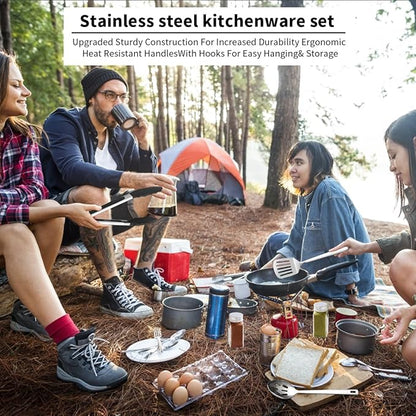 Camping Essentials Accessories Camping Gear Must Haves, Cooking Utensils Set Rv Camping Kitchen Backpacking Supplies Camper Gadgets Outdoor Hiking Travel Picnic Gifts