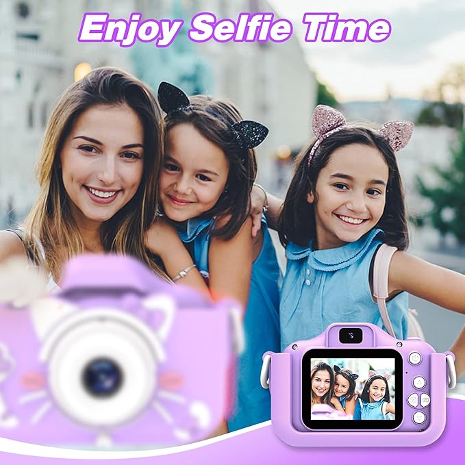 Goopow Kids Camera Toys for 3-8 Year Old Girls Boys,Children Digital Video Camcorder Camera with Cartoon Soft Cover, Best Chritmas Birthday Festival Gift for Kids - 32G SD Card Included