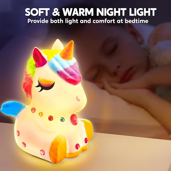 Klever Kits DIY Night Light- Paint Your Own Unicorn Lamp- Arts & Crafts Kit School Activities Art Supplies Painting Kits, Birthday Gifts for Girls Boys Aged 6+