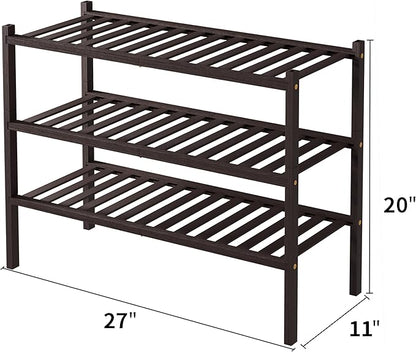 ROMGUAR CRAFT 3 Tier Bamboo Shoe Rack