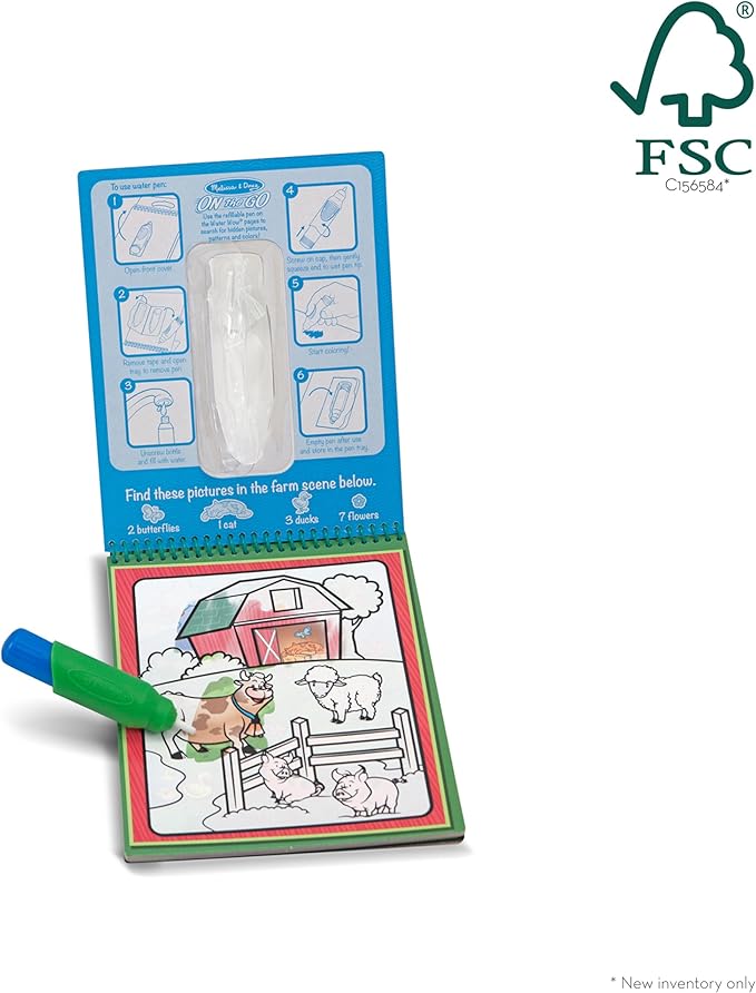 Melissa & Doug On the Go Water Wow! Reusable Water-Reveal Activity Pad - Animals - FSC Certified