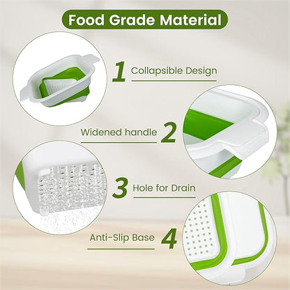 Collapsible Colander Set with Strainer Bowl, 2 in 1 Fruit Washing Basket with