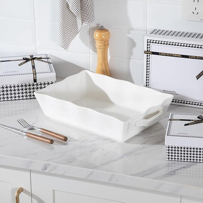 Sweejar Casserole Dishes for Oven, Ceramic 9x13 Baking Dish, Wave Edge Bakeware