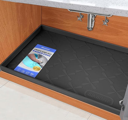 SIKADEER 25" x 22" Under Sink Mat Waterproof, Silicone Mat Kitchen Drawer Shelf