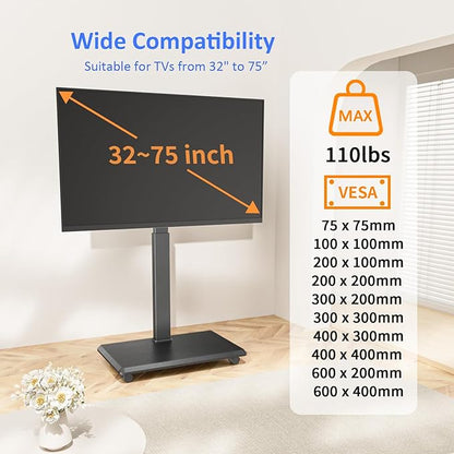 Afaloona Rolling TV Stand, Portable Mobile TV Stand