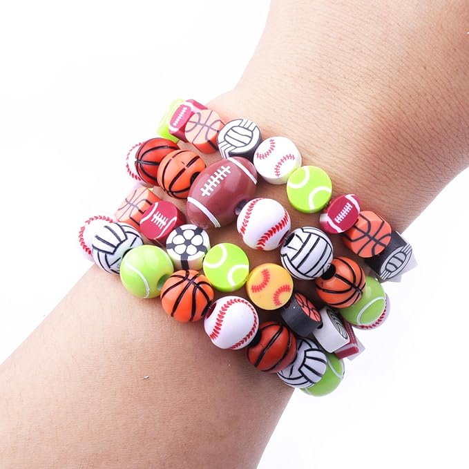 2480pcs Sports Ball Polymer Clay Beads Charms for Friendship Bracelets Making Kit Cute Fun Beads DIY Arts Crafts Birthday Gifts for Kids Girls Baseball Basketball Soccer Rugby Volleyball Football Bead