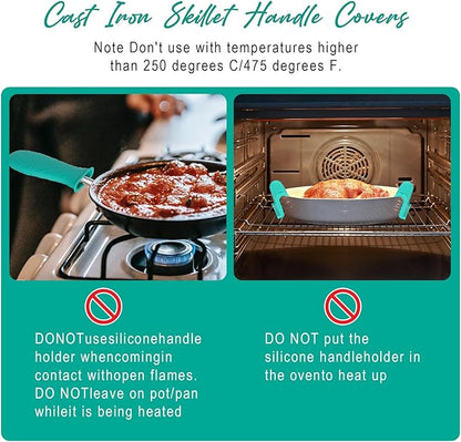 Joyhalo Cast Iron Skillet Handle Covers, 6 Pack Heat Resistant, Silicone Pot Handle Sleeve Covers, Aqua