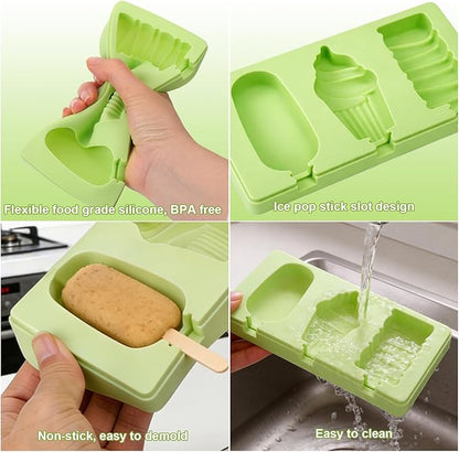 Juome Cake Pop Mold Kit, 2 Pack 6 Cavities Cakesicle Molds Silicone
