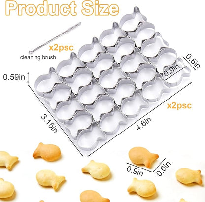 AIERSA 2Pcs Gold Fish Cracker Cutter, 25 Cavity Fish Cookie Cutter, Mini Gold