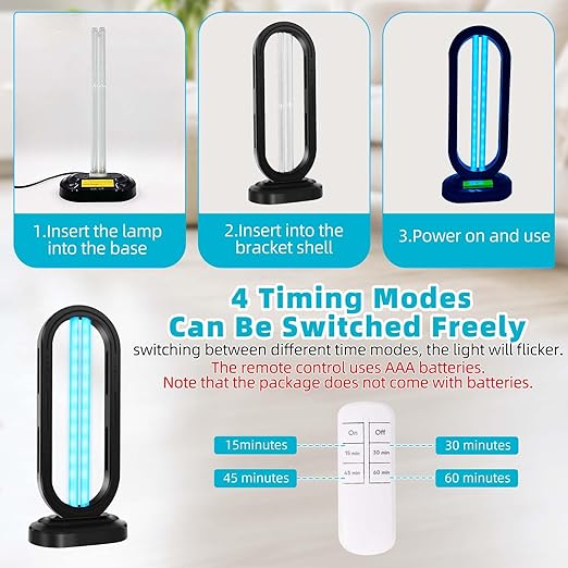 UV Light Sanitizer, 4-Speed Timing and Remote Control UVC Home Disinfection