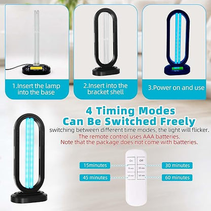 UV Light Sanitizer, 4-Speed Timing and Remote Control UVC Home Disinfection