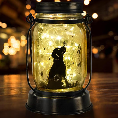 kyoryuger Dog Solar Lanterns Dog Lover Gifts for Women Men Dog Lovers Gifts Hanging Dog Lanterns with Stake for Yard Lawn Garden Decor Waterproof Dog Lights Torches